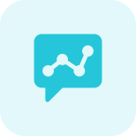 Line chart send over message - speech bubble icon