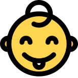 Baby smiley face emoticon with tongue out icon