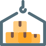 Boxes with transportation and handling with hook facility icon