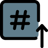 Social media hashtag with up arrow isolated on a white background icon