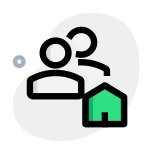 Group of employees living in a common shed house icon