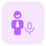 Audio played by businessman on a chat messenger icon