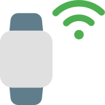 Smartwatch connected to wifi connection isolated on white backgsquare icon