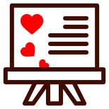 Whiteboard with Hearts icon