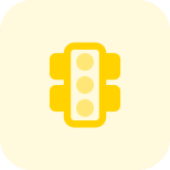 Traffic lights with all three lights isolated on a white background icon