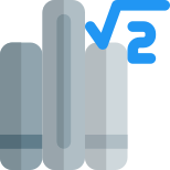 Library book stack on a quadratic equation and mathematics icon