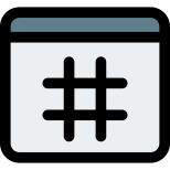 Hashtag widely used and on a web browser icon