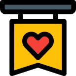 Heart shape on a tablet representing peace and love icon