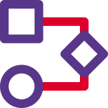 Computer algorithm with connected notes diagram icon