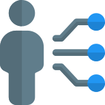 Human integration with multiple nodes isolated on a white background icon