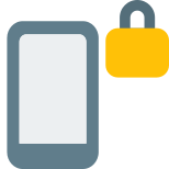 Mobile phone lock with padlock symbol logotype icon