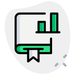 Book on statics and bar graph isolated on a white background icon