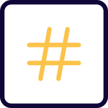 Social media hashtag with arrow isolated on a white background icon