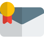 Reward program invitation with single ribbon emblem icon
