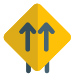 Front Lane direction with multiple arrows layout icon