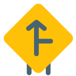 Side road to front joining the intersection icon