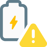 Battery warning with critical damage or very low level icon