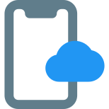Smartphone with cloud connected drive isolated on white background icon