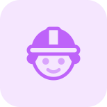 Construction worker face emoticon with safety helmet icon
