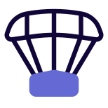 Parachute for the skydiving sports in TV icon