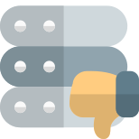 Server compromise with thumbs down feedback gesture icon