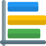 Horizontal bar graph chart isolated on a white background icon