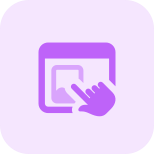 Landing page with a touch enabled screen web browser support icon