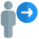 Employee with a right direction arrow indication icon