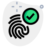 Verified finger scan with checkmark logotype layout icon