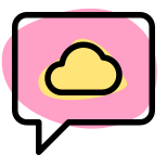 Customer support of cloud storage provider with chat bubble icon