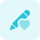 Favorite pencil with heart shape isolated on a white background icon