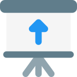 White board with upwards direction arrow layout icon