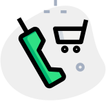 Old classic phone with online phone shopping icon