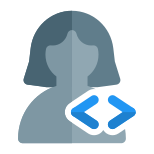 Female user with side arrows direction as a coding logotype icon