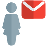 Mail send to businesswoman from company server icon