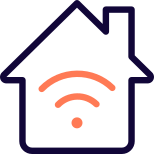 Smart home connected with wireless internet connectivity isolated on a white background icon