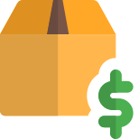 Dollar sign price tag on a Logistic delivery box icon