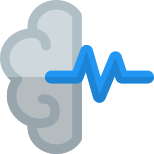 Brain power with line graph isolated on a white background icon