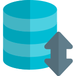 Uplink and downlink arrows on a server database transfer icon