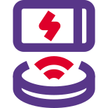 Round charging wireless dock with smartphone layout icon