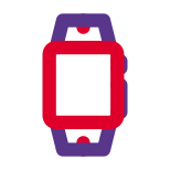 A square face fitness band with smart features icon