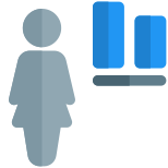 Button alignment of a word document for an businesswoman to adjust icon