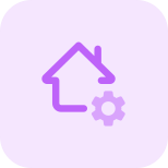 Setting button of a smart home isolated on a white background icon