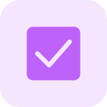 Simple line tick or checkmark in box icon