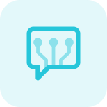 Integrated Technology with connected nodes discussed on a messenger icon