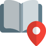 Location of a bookstore isolated on a white background icon