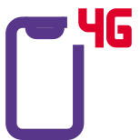 Fourth generation cellular connectivity network facility on smartphone icon