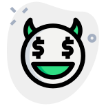 Lottery winning facial expression with dollar symbol in eyes icon