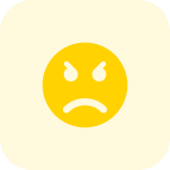 Angry and furious emoticon facial expression layout icon