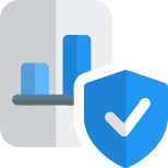 Bar chart file secured with defensive anti-virus icon